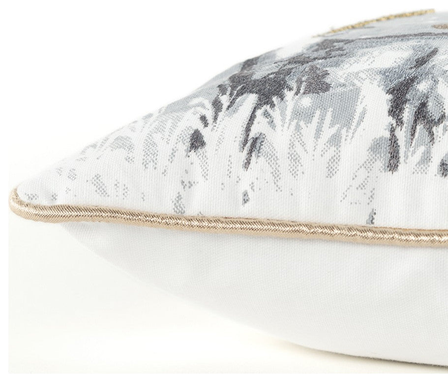 Gray Deer Snow Lodge Lumbar Throw Pillow