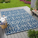 GDF Studio Alfonso Outdoor Geometric  Area Rug, Navy and Ivory, 8'x11'