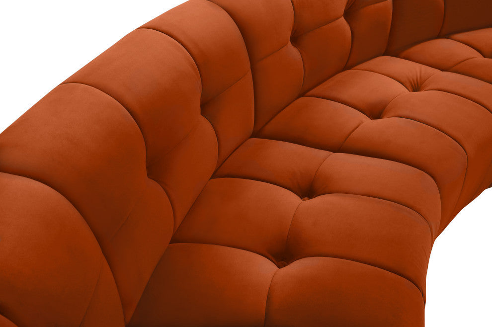 Limitless Velvet Upholstered 13-Piece Modular Sectional, Cognac
