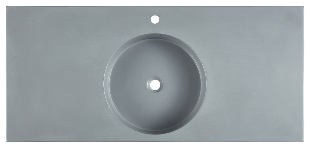 ANZZI Siena 48" Console Sink, Matte Black With Matte Grey Counter Top