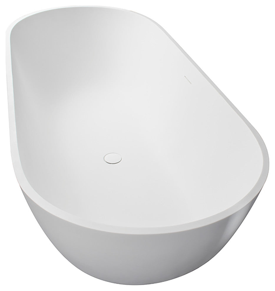 59 inch Artificial Stone Solid Surface Freestanding Bathtub in White