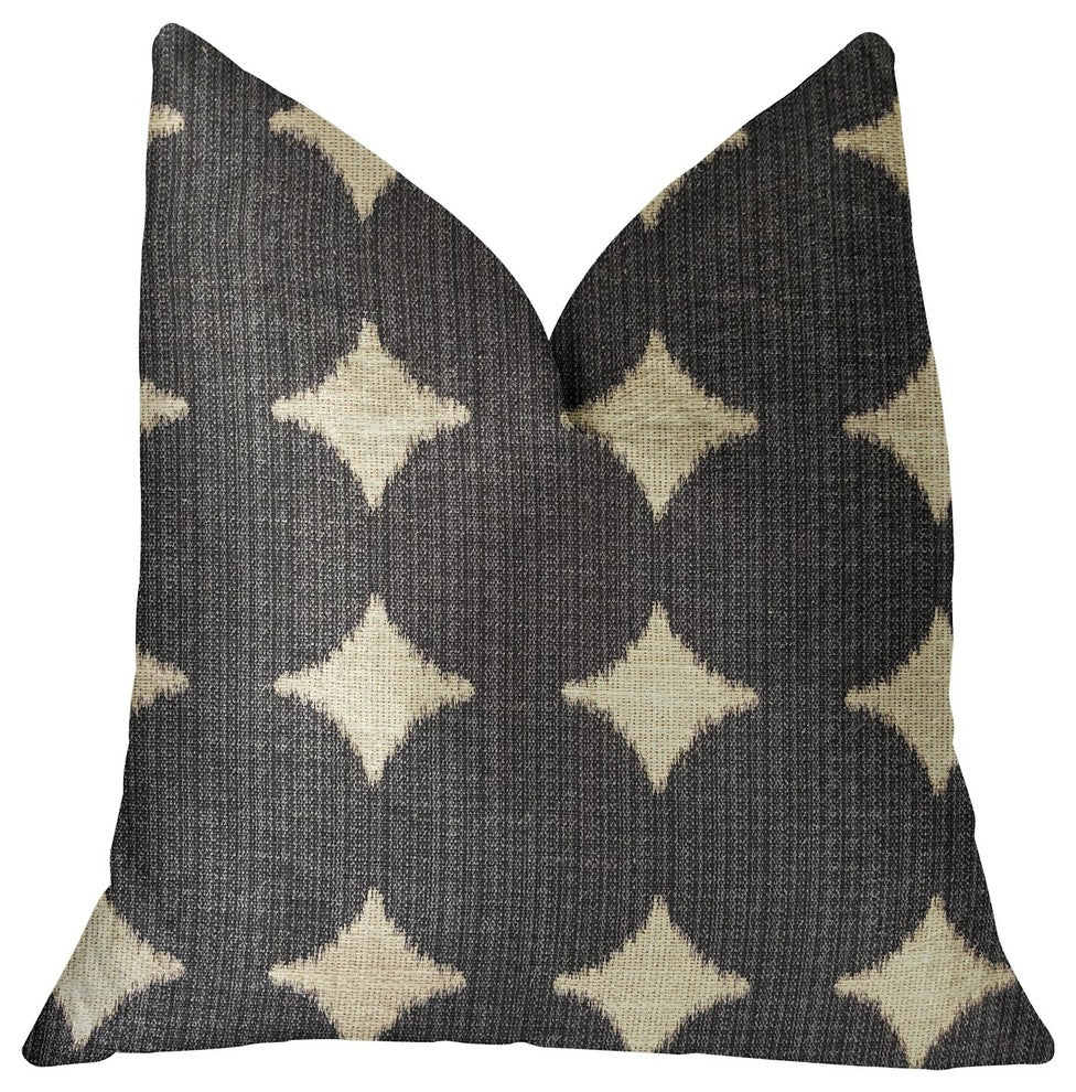 Savannah Black and Beige Luxury Throw Pillow, 24"x24"
