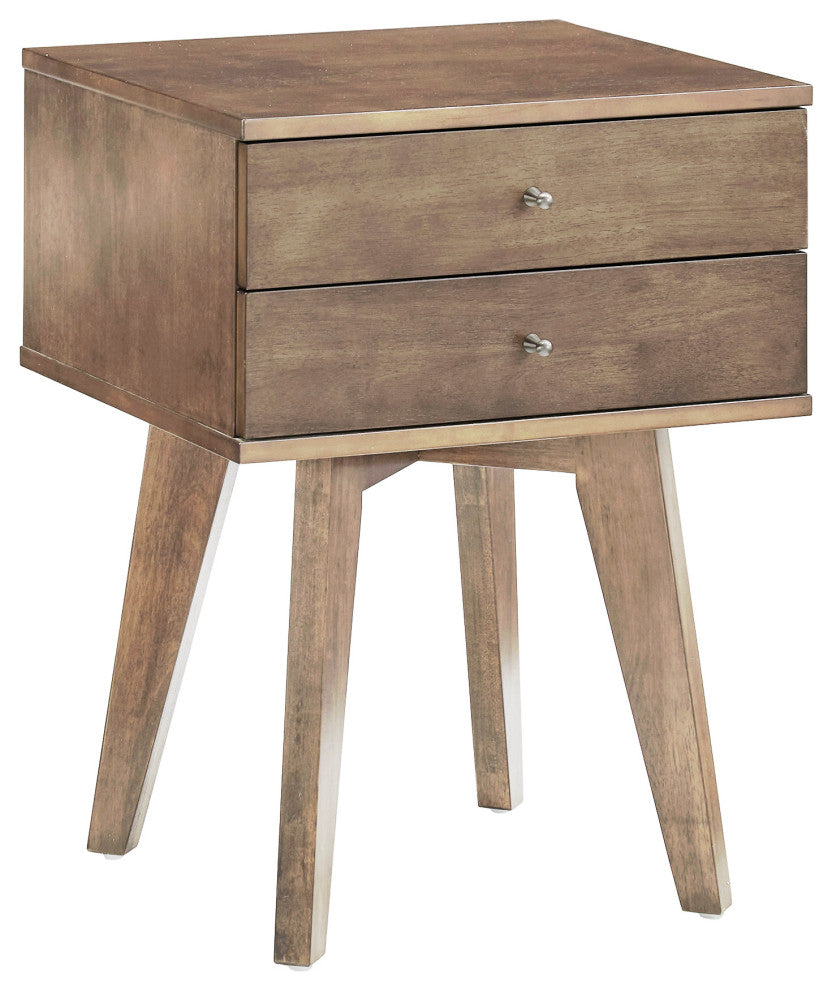 Donna 2-Drawer Wood Finish Nightstand, Gray