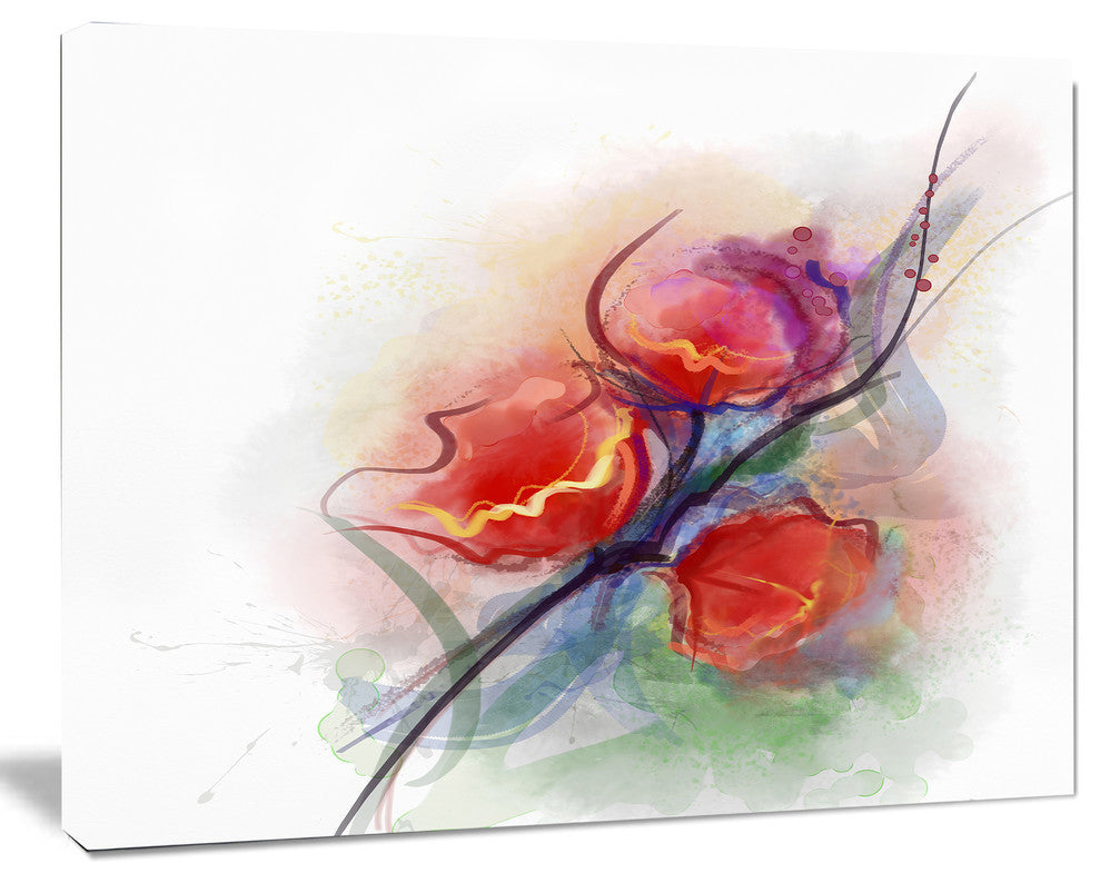 Soft Floral Watercolor on Splashes, Large Floral Canvas Art Print, 40"x30"
