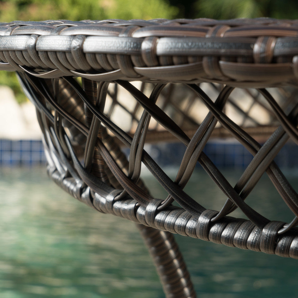 GDF Studio Gaviota 34" Round Outdoor Wicker Dining Table