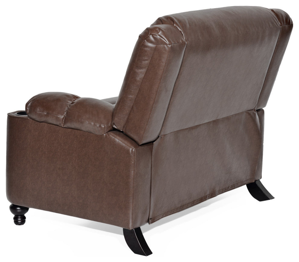 Upham Faux Leather Oversized Pushback Recliner, Dark Brown/Espresso