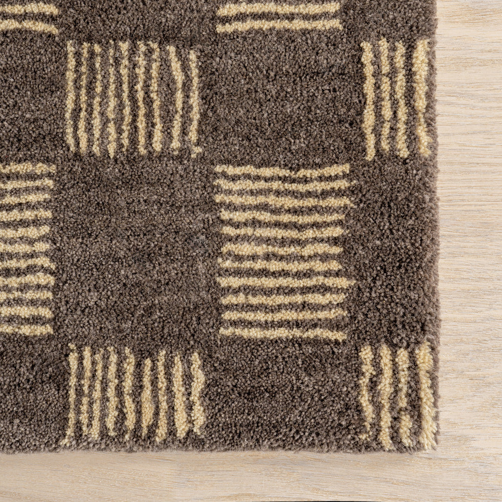 Arvin Olano x RugsUSA Quince Checkered Wool Rug, Grey 3' x 5'
