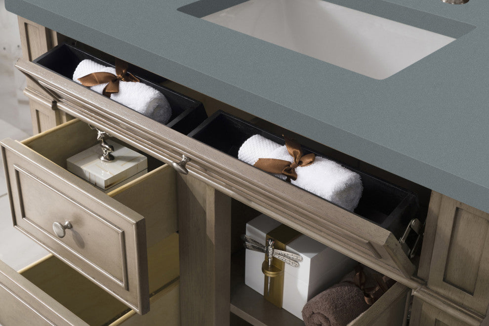 James Martin 157-V36-WW-3CBL 36" Single Vanity White Washed Walnut Quartz Top