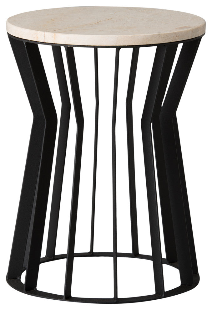 Millie Stool/Table, Black With White Granite 14X18"H