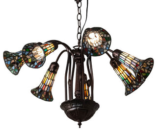 26 Wide Tiffany Pond Lily 7 Light Chandelier