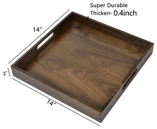 Square Black Walnut Solid Wood Tray Ottoman Tray, 14inch