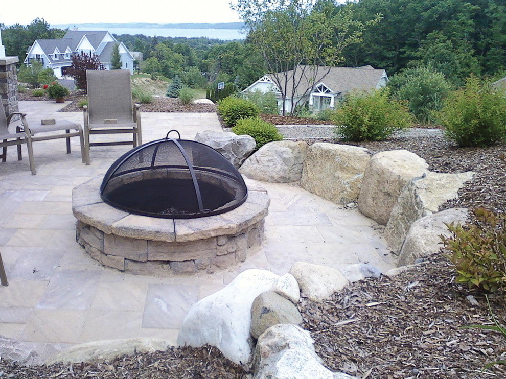 Master Flame 43" Diameter Fire Pit Screen, Lift Off Dome, Carbon Steel