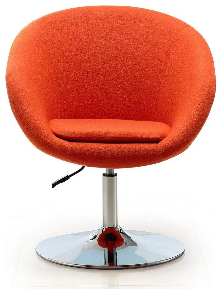 Set of 2 Accent Chair, Adjustable Cushioned Seat & Curved Back, Orange Fabric