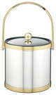 Kraftware Mylar Brushed Brass Ice Bucket with Metal Lid, 3 qt., Polished Chrome