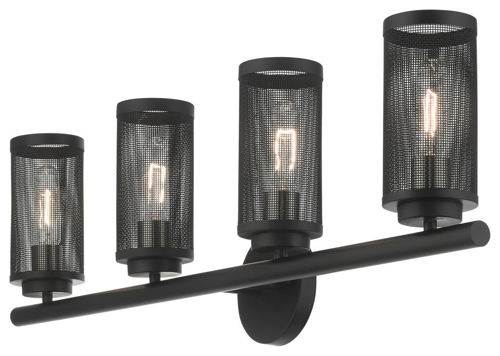 Livex Lighting Industro 4 Light Black, Brushed Nickel Large Vanity Sconce