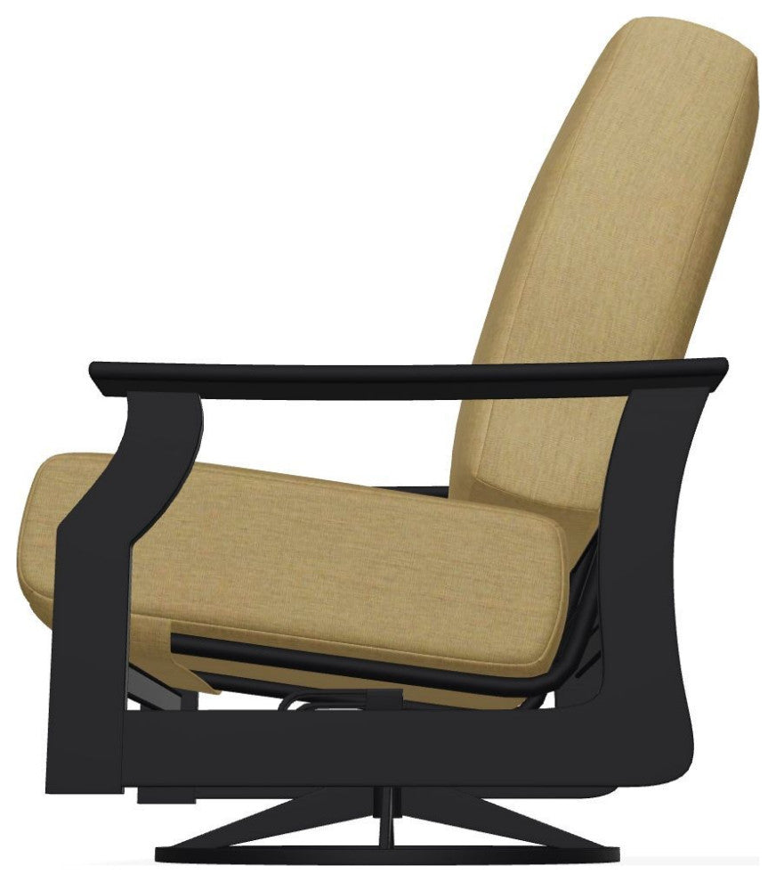St. Catherine Deep Seat Outdoor Swivel Rocker, Stucco/Black