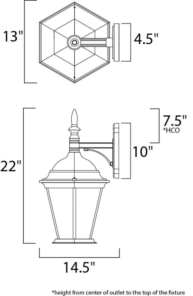 Maxim 1008 Westlake 22" 3 Light Wall Sconce - Black / Clear Glass