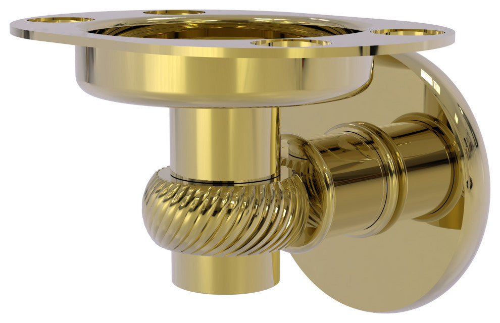 Continental Toothbrush Holder With Twist Accents, Unlacquered Brass