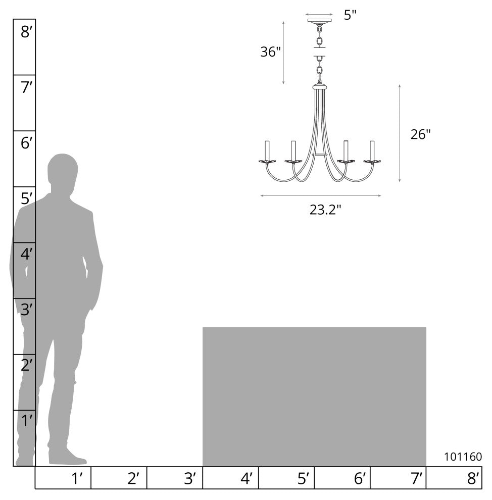 Simple Sweep 6 Arm Chandelier, Bronze Finish