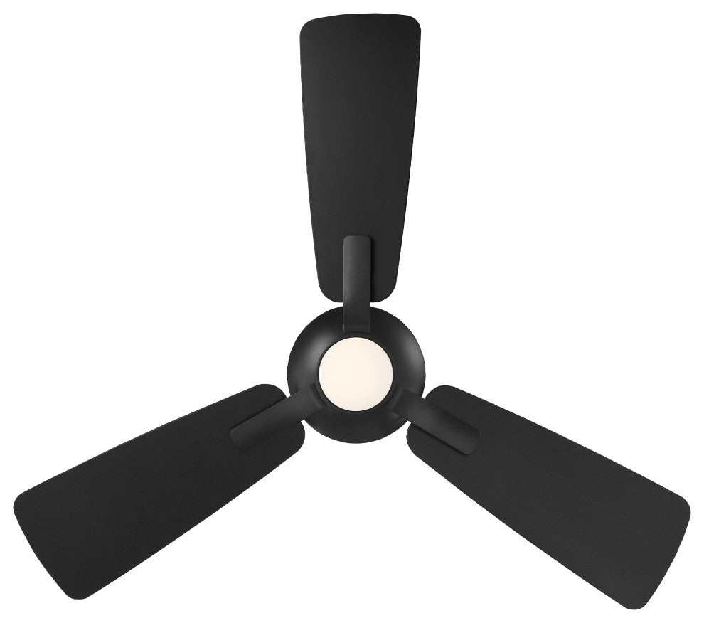Mykonos 3-Blade Smart Ceiling Fan 52" Matte Black, 3000K LED Kit