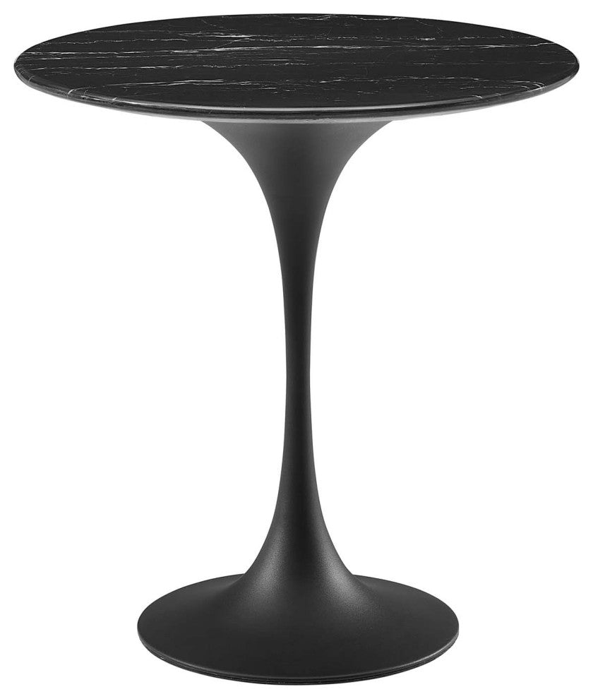 Lippa 20" Round Artificial Marble Side Table, Black Black
