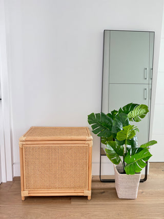 Rattan Cane Clothes Hamper Laundry Basket, Removable Liner, Lid, 2-3 Loads