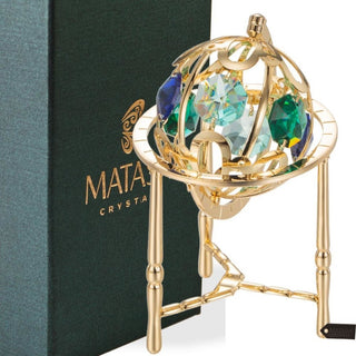 24K Gold Plated Crystal Studded Spinning Globe Ornament