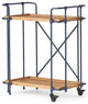 GDF Studio Samara Outdoor Industrial Bar Cart, Natural and Black