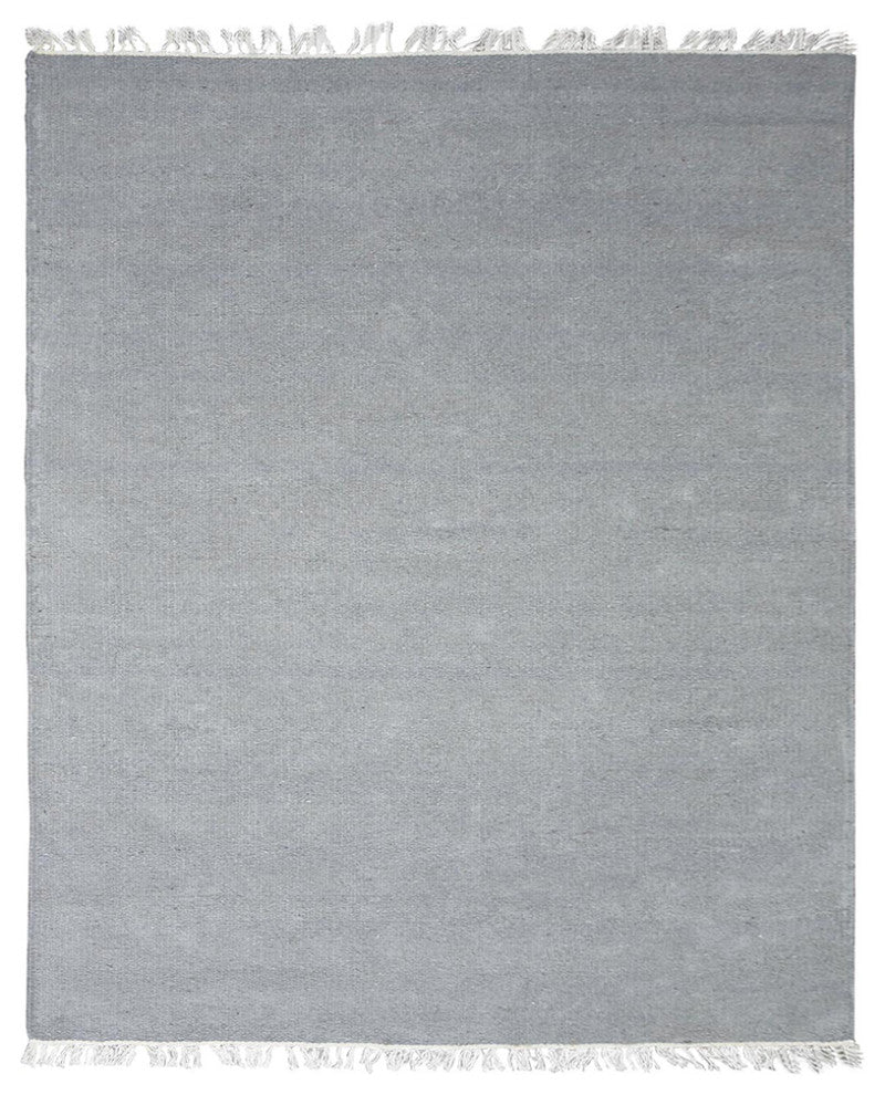HAND WOVEN FLAT WEAVE KILIM WOOL ECO-FRIENDLY AREA RUGS-Solid,Light Silver