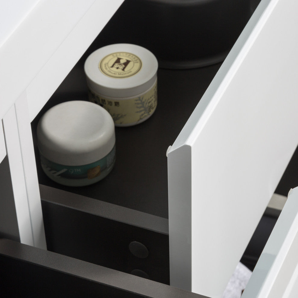 Freestanding Bath Vanity Set, HG-White, Integrated Solid Surface Sink, 48"