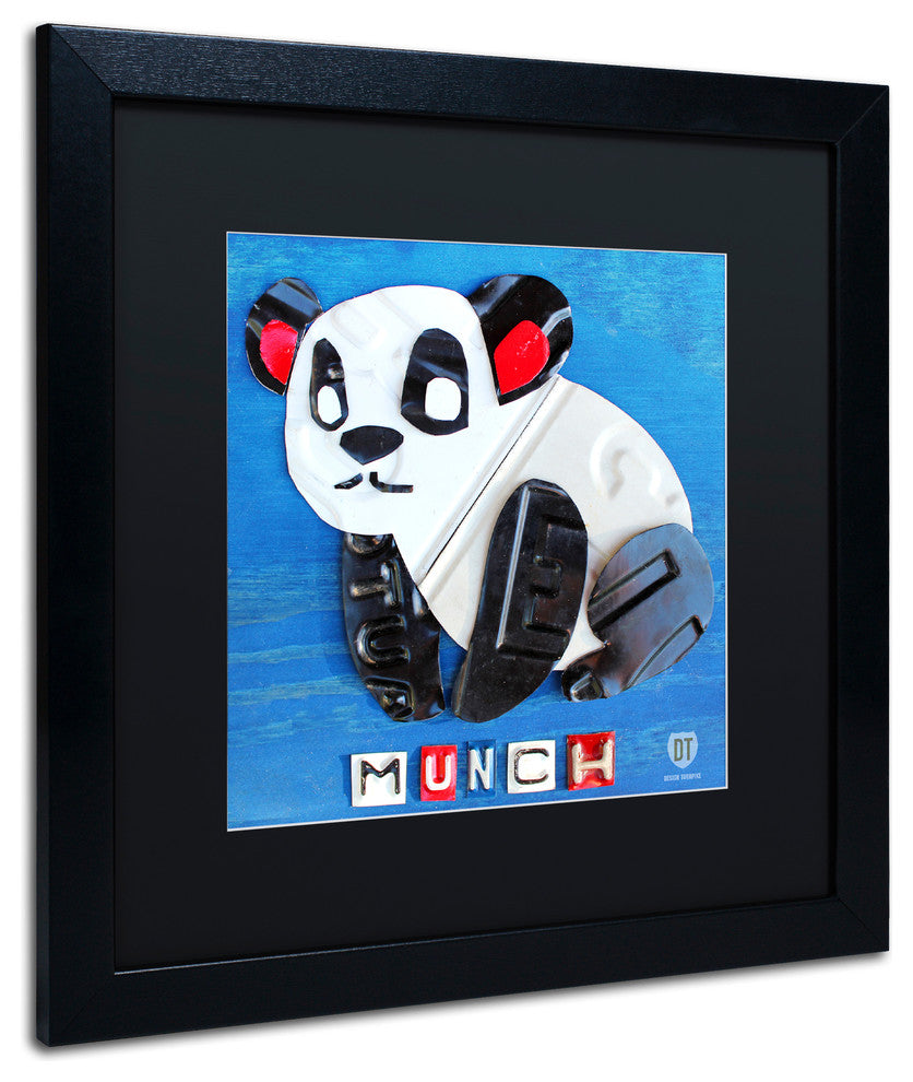 "Munch the Panda" Matted Framed Canvas Art by Design Turnpike