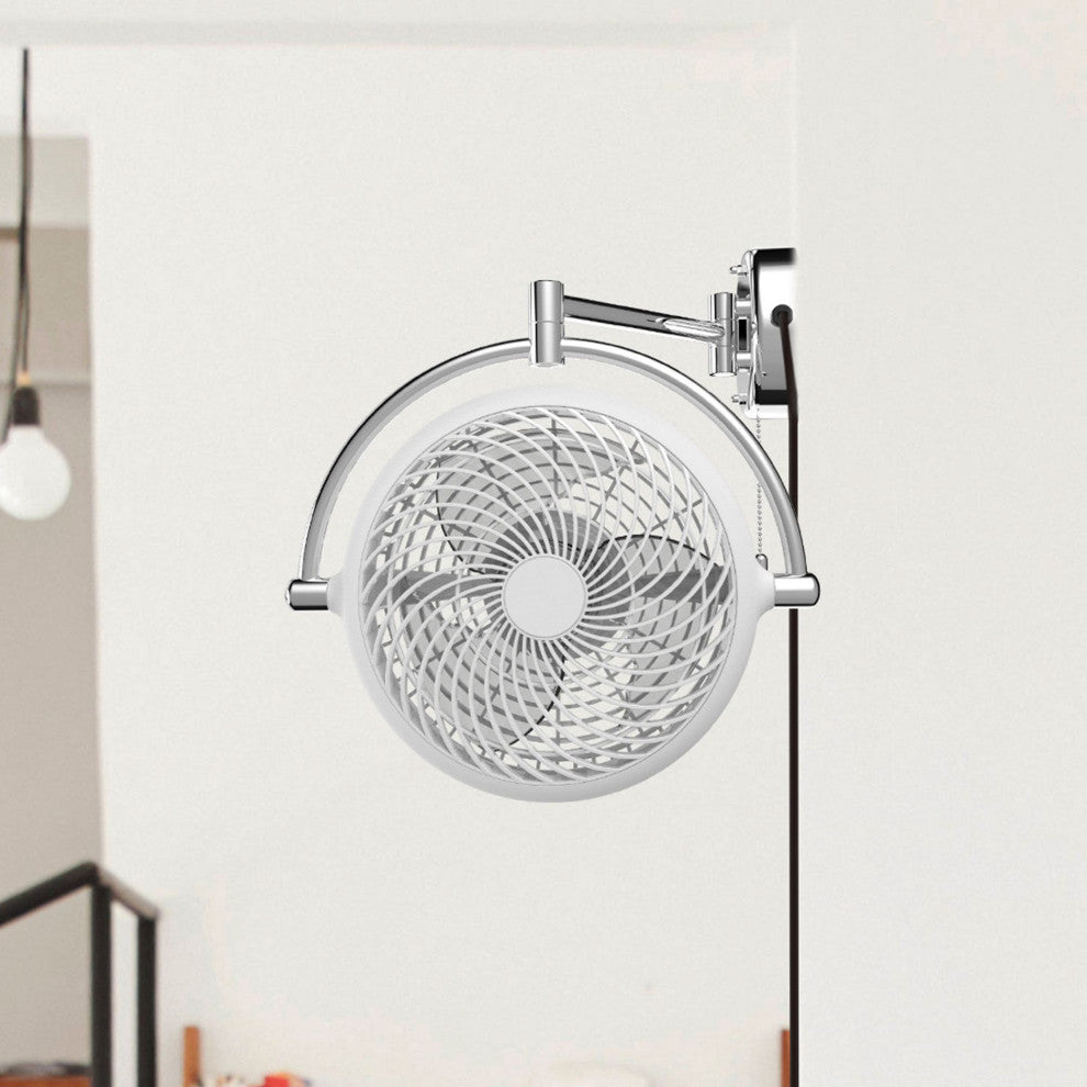 Whose Lamp 8-inch Wall Fan Walnut Finish, White