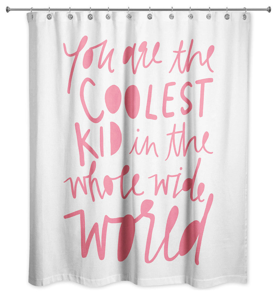 Coolest Kid Pink Text 71x74 Shower Curtain