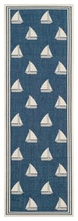 Courtyard Cy7422-258A22, Navy/Beige, 2'7" X 5'0"