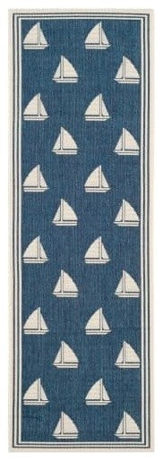 Courtyard Cy7422-258A22, Navy/Beige, 2'7" X 5'0"