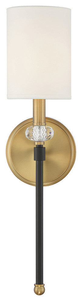 Tivoli 1-Light Wall Sconce, Matte Black With Warm Brass Accents