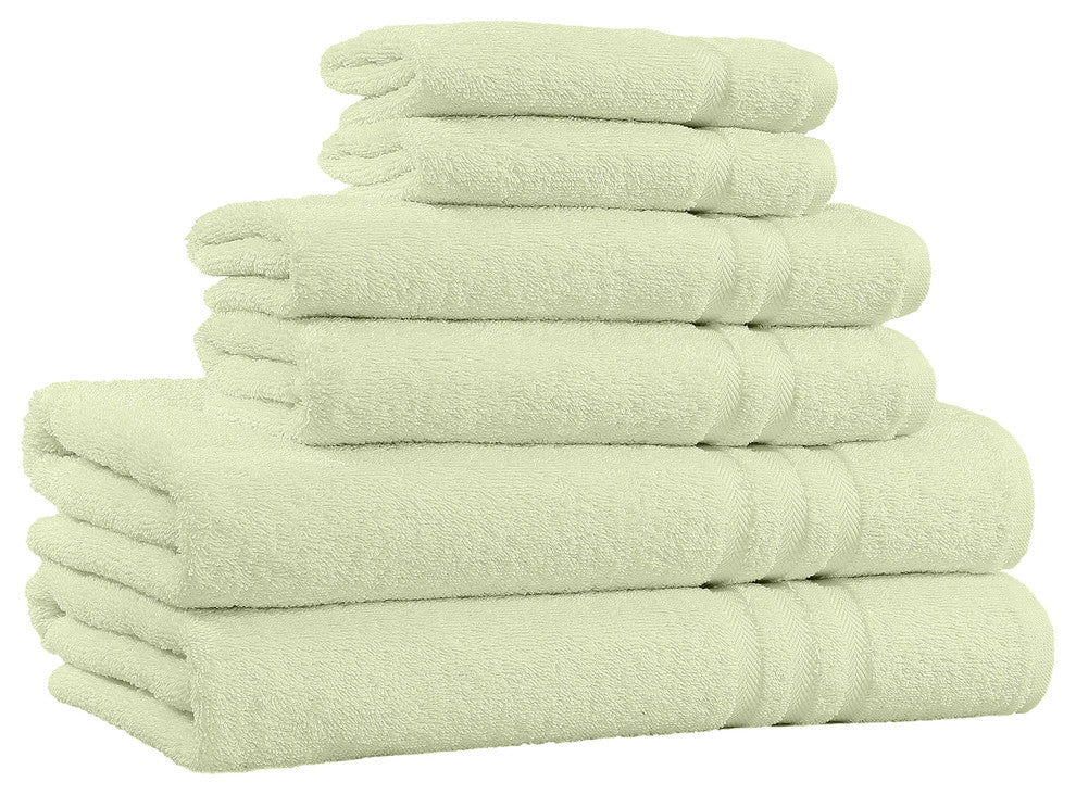 100% Cotton 6-Piece Bath Towel Set - 650 GSM - Made in India, Sage