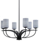 Cavella 6 Light Chandelier, Matte Black Finish, 4" Gray Matrix Glass