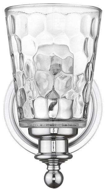 Silver Metal and Pebbled Glass Wall Light