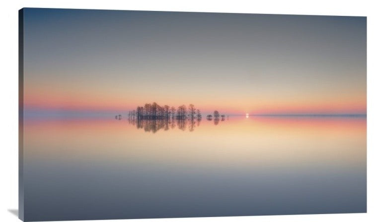 "Dawn At Lake Mattamuskeet" Stretched Canvas Giclee by Liyun Yu, 36x22"