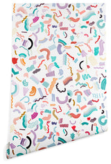 Deny Designs Ninola Design Curly and Zigzag Stripes Wallpaper, Multi, 2'x8'