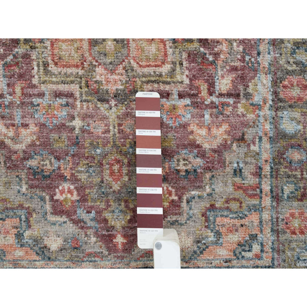 Light Burgundy Organic Wool Hand Knotted Runner Soft Pile Oriental Rug 2'7"x6'