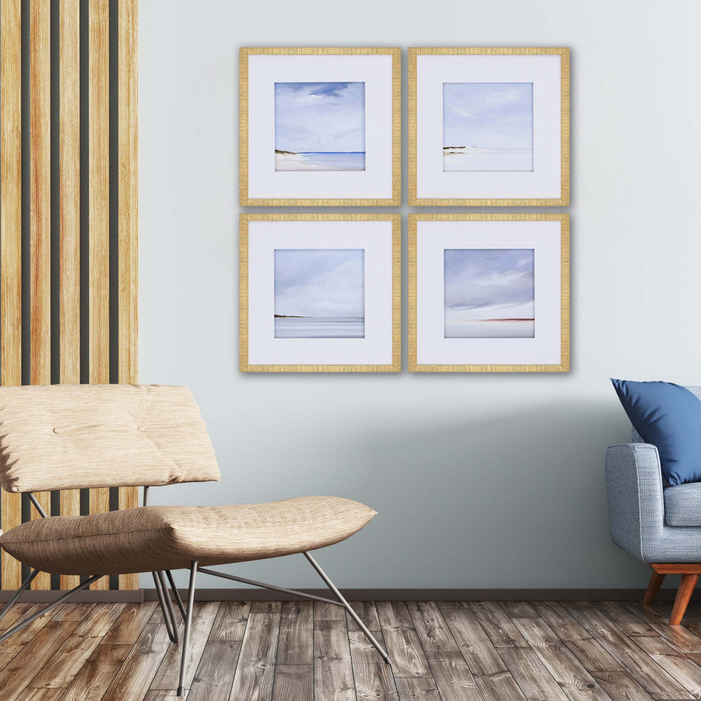 Shores Artwork, Set of 4, 21"x21"