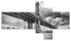 Manhattan Bridge in Gray Shade, Cityscape Photo Canvas Print, 60"x32", 5 panels