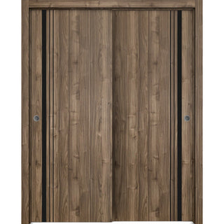 Bypass Doors 56 x 84 | Planum 0011 Walnut with  | Sturdy Rails
