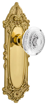 Victorian Plate Passage Crystal Egg and Dart Knob, Polished Brass, 2.375"