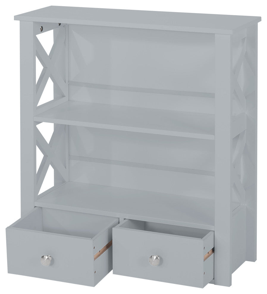 Lewis Wall-Mounted Bathroom Storage Cabinet With Drawers, Gray
