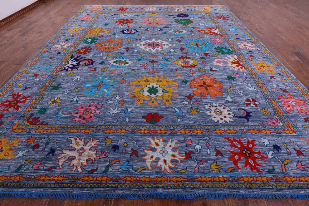 Turkish Oushak Handmade Wool Rug 12' 2" X 14' 9" - Q14932