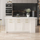 72" Large White Kitchen Island With Storage Modern Kitchen Cabinet, White, Laminate
