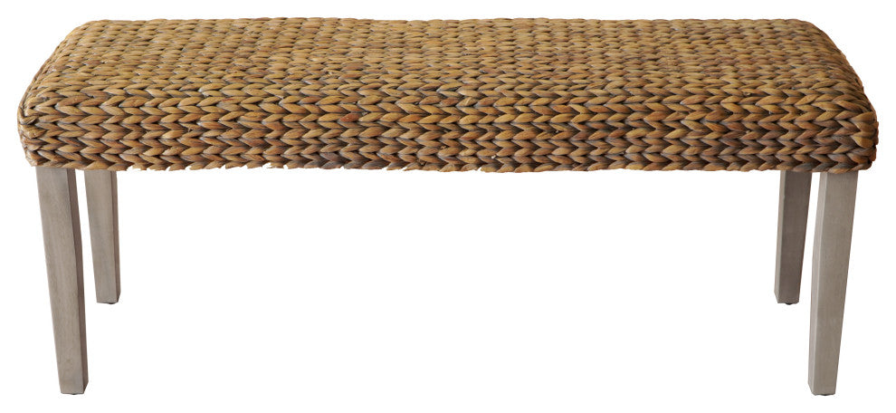 Sultan Water Hyacinth Wood Bench, Grey